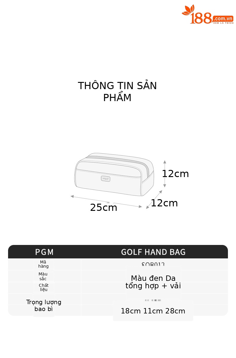 Túi cầm tay Golf PGM nam dung tích lớn 25x12x12 cm — SOB012-Màu đen chi tiết 6