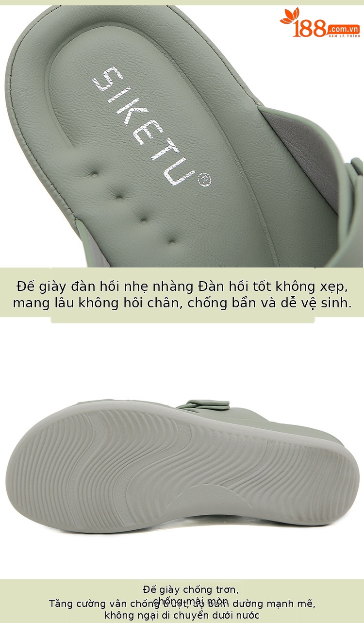 Dép sandal nữ xỏ ngón đế dày mùa hè 2025 phong cách ngọt ngào, size lớn — Màu xanh ngọc, Màu xanh lá, Màu mơ chi tiết 4