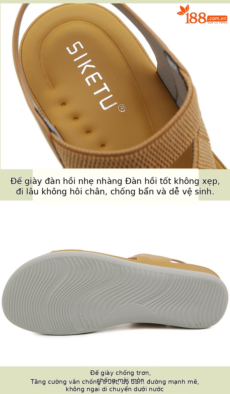Sandal nữ đế dày quai ngang đi biển mùa hè 2025 — Màu đen, Màu vàng đất, Màu xanh lá chi tiết 4