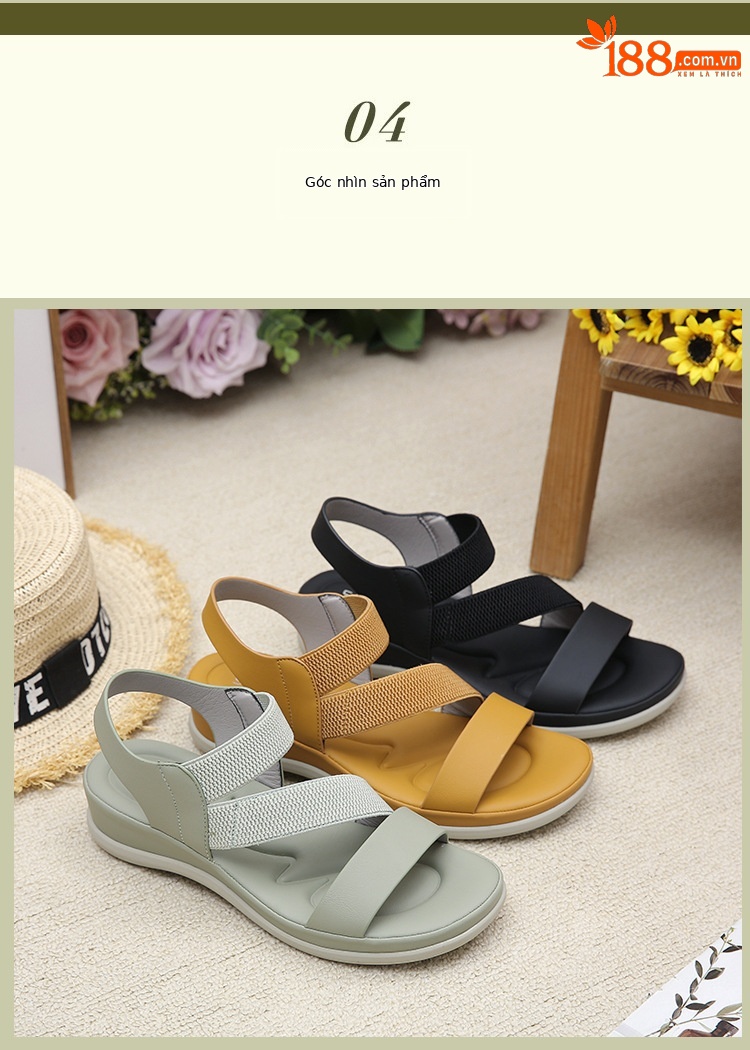 Sandal nữ đế dày quai ngang đi biển mùa hè 2025 — Màu đen, Màu vàng đất, Màu xanh lá chi tiết 14