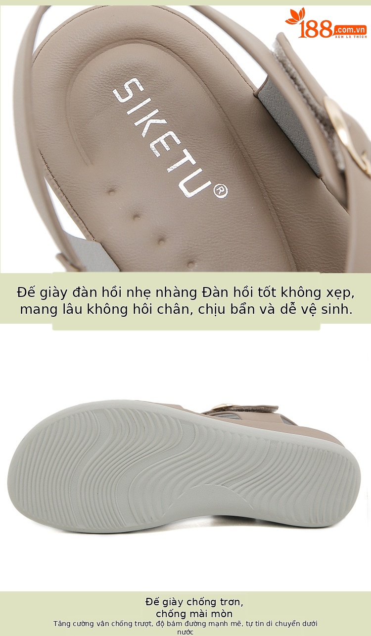 Dép sandal nữ đế dày JS554-1 mùa hè 2025, phong cách thời trang, size lớn — Màu nâu, Màu đen, Màu trắng be chi tiết 4