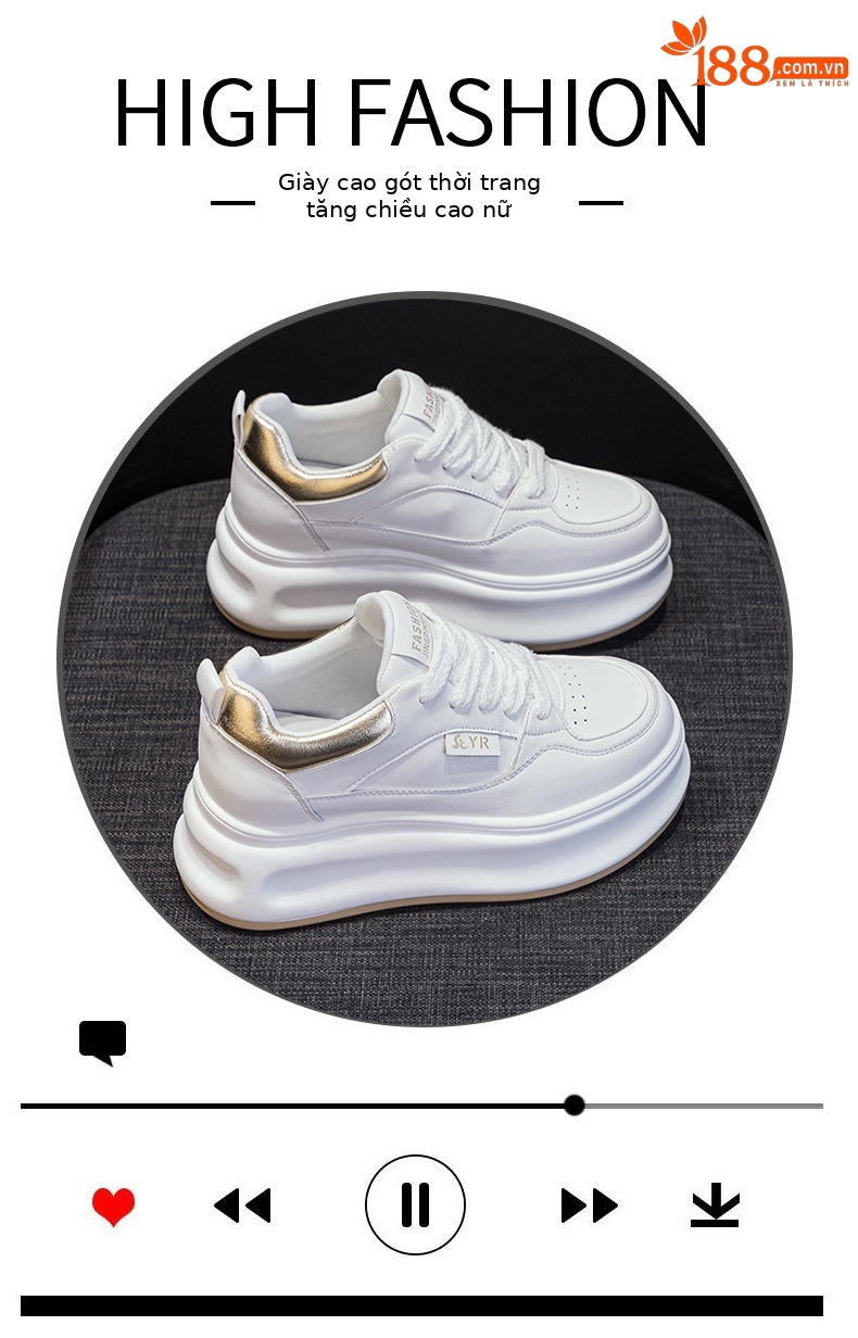 Giày sneaker nữ chunky đế dày mặt da tăng chiều cao ẩn mới xuân 2026 — M2571 màu vàng kim, M2571 màu bạc chi tiết 5