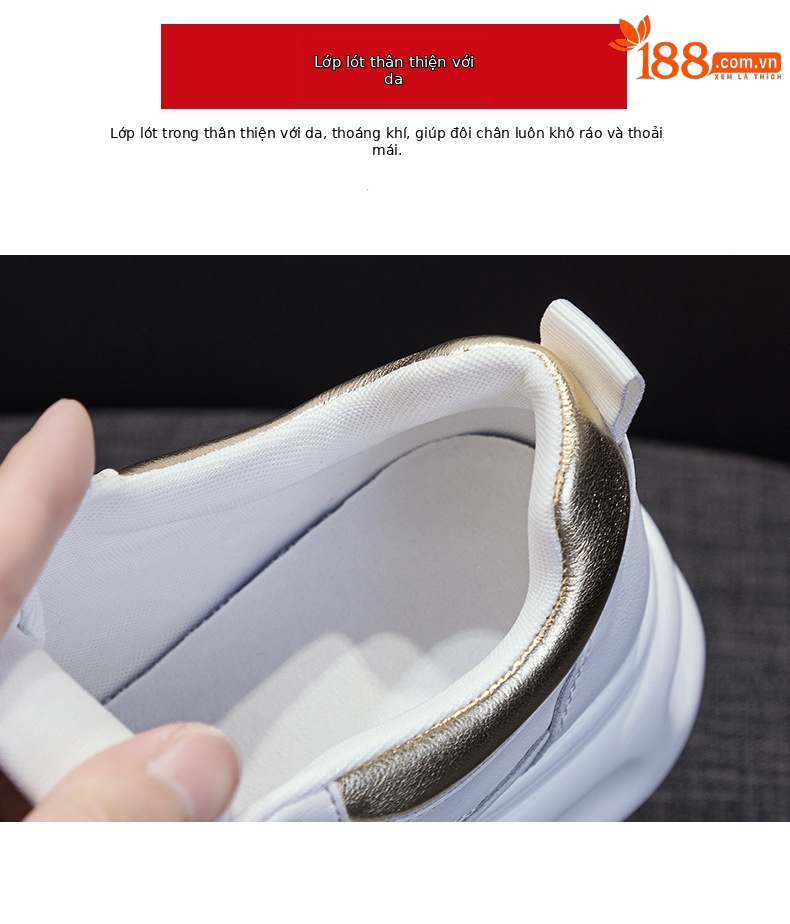 Giày sneaker nữ chunky đế dày mặt da tăng chiều cao ẩn mới xuân 2026 — M2571 màu vàng kim, M2571 màu bạc chi tiết 8