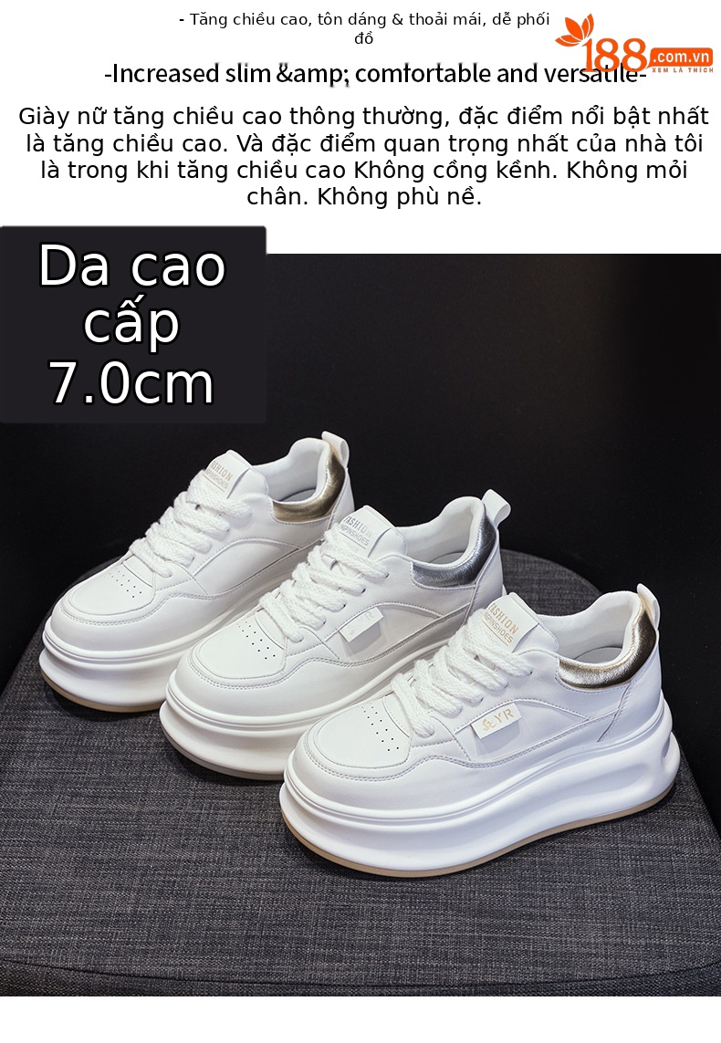 Giày sneaker nữ chunky đế dày mặt da tăng chiều cao ẩn mới xuân 2026 — M2571 màu vàng kim, M2571 màu bạc chi tiết 2