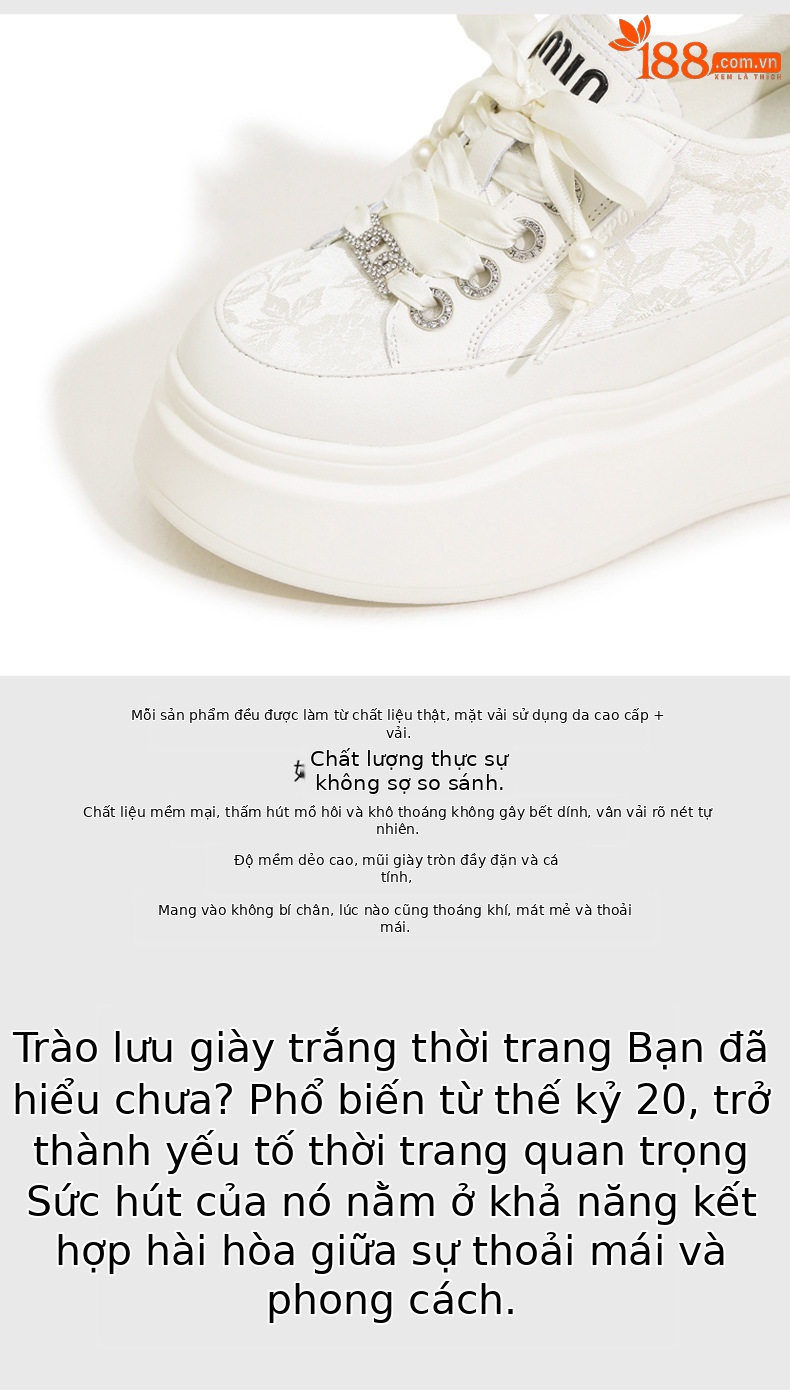 Giày sneaker nữ chunky đế dày phong cách Hàn Quốc, mũi tròn, dây buộc — Hồng vàng, Trắng chi tiết 7