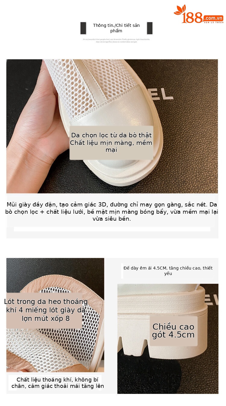 Boot nữ da lưới thoáng khí mùa hè, đế dày rỗng, ống rộng cho chân to — Màu nâu ống lớn, Màu đen cổ ống lớn, Ống nhỏ màu đen, Ống nhỏ màu be chi tiết 42