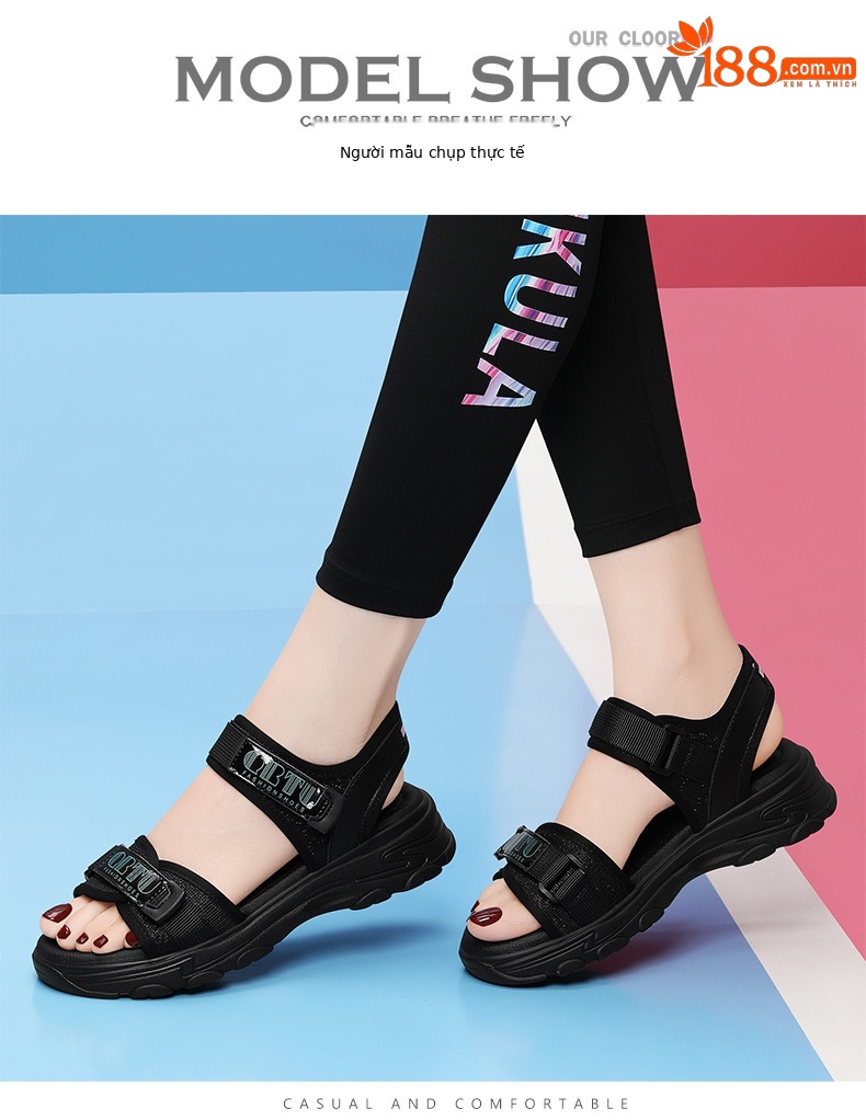 Sandal thể thao nữ đế dày phong cách ballet mùa hè 2024 — 9819 xanh đen, 9819 mét xanh lục chi tiết 6