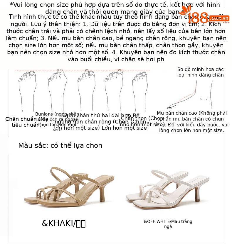 Sandal cao gót nữ mũi vuông quai xỏ ngón gót nhọn — Trắng be chi tiết 1