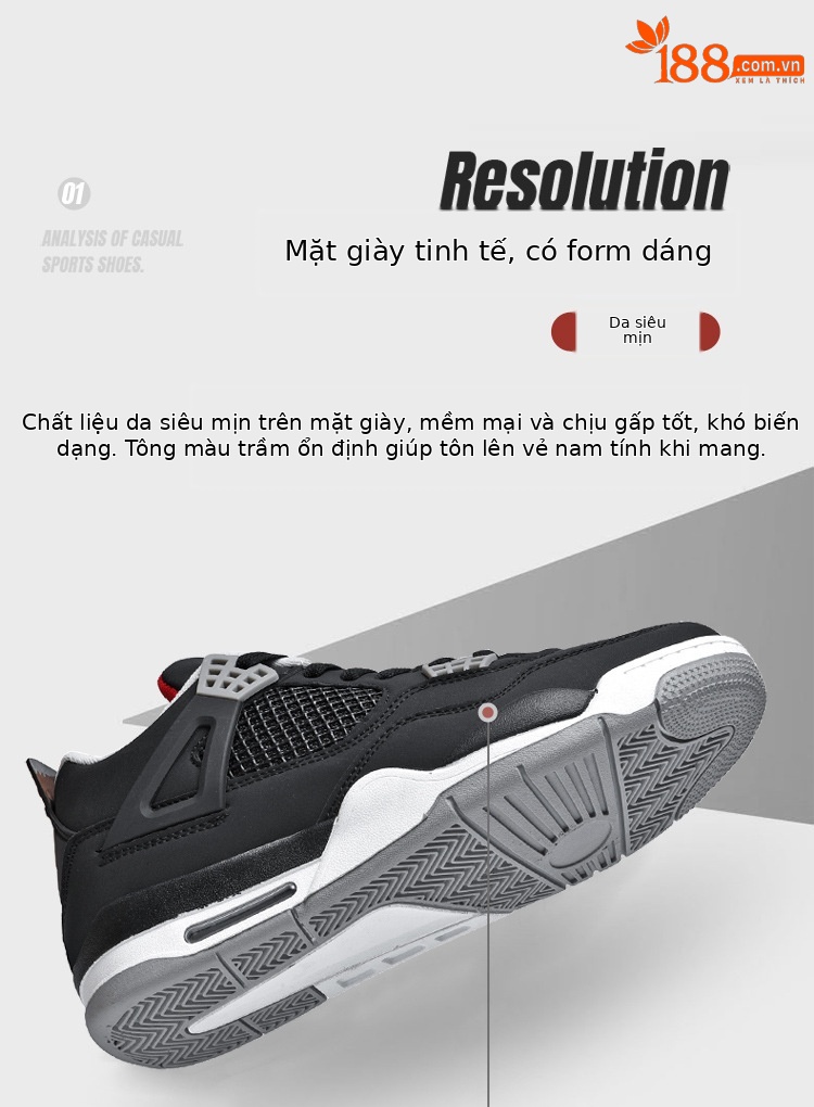 Giày thể thao nam AJ4 phong cách đường phố, sneaker unisex dễ phối đồ — AJ4 đen xám chi tiết 14