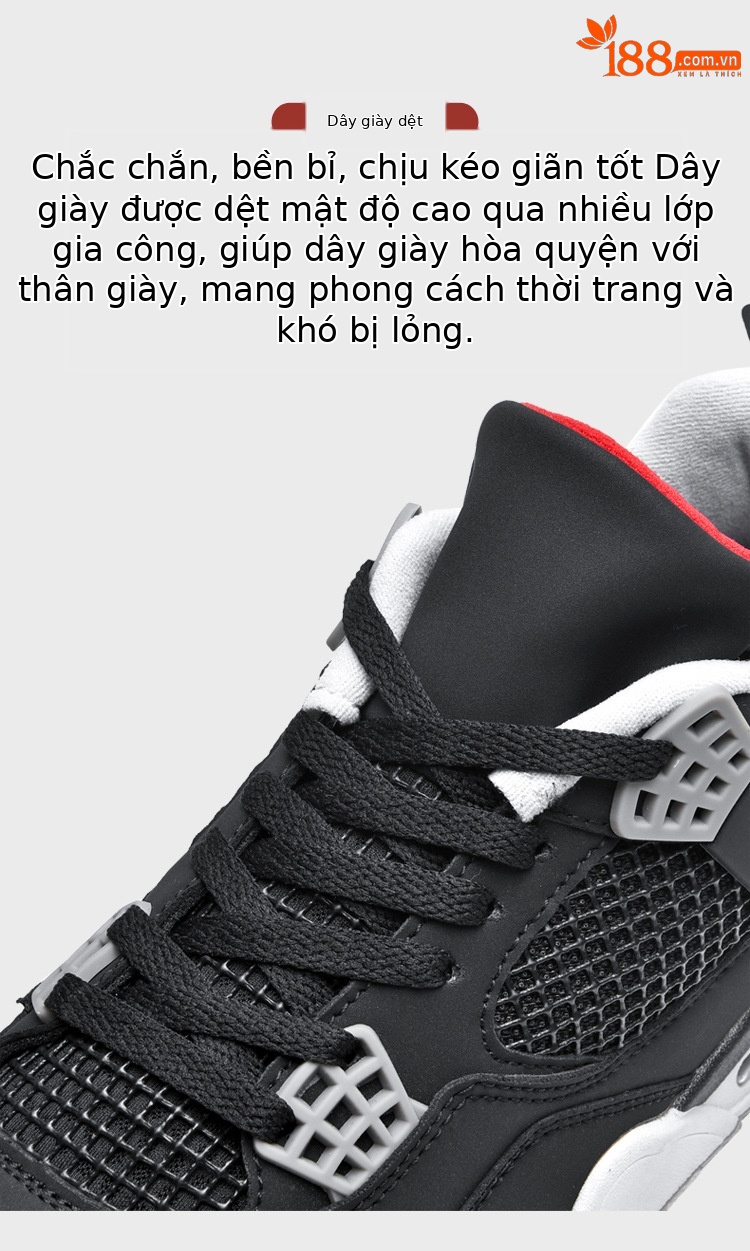 Giày thể thao nam AJ4 phong cách đường phố, sneaker unisex dễ phối đồ — AJ4 đen xám chi tiết 16