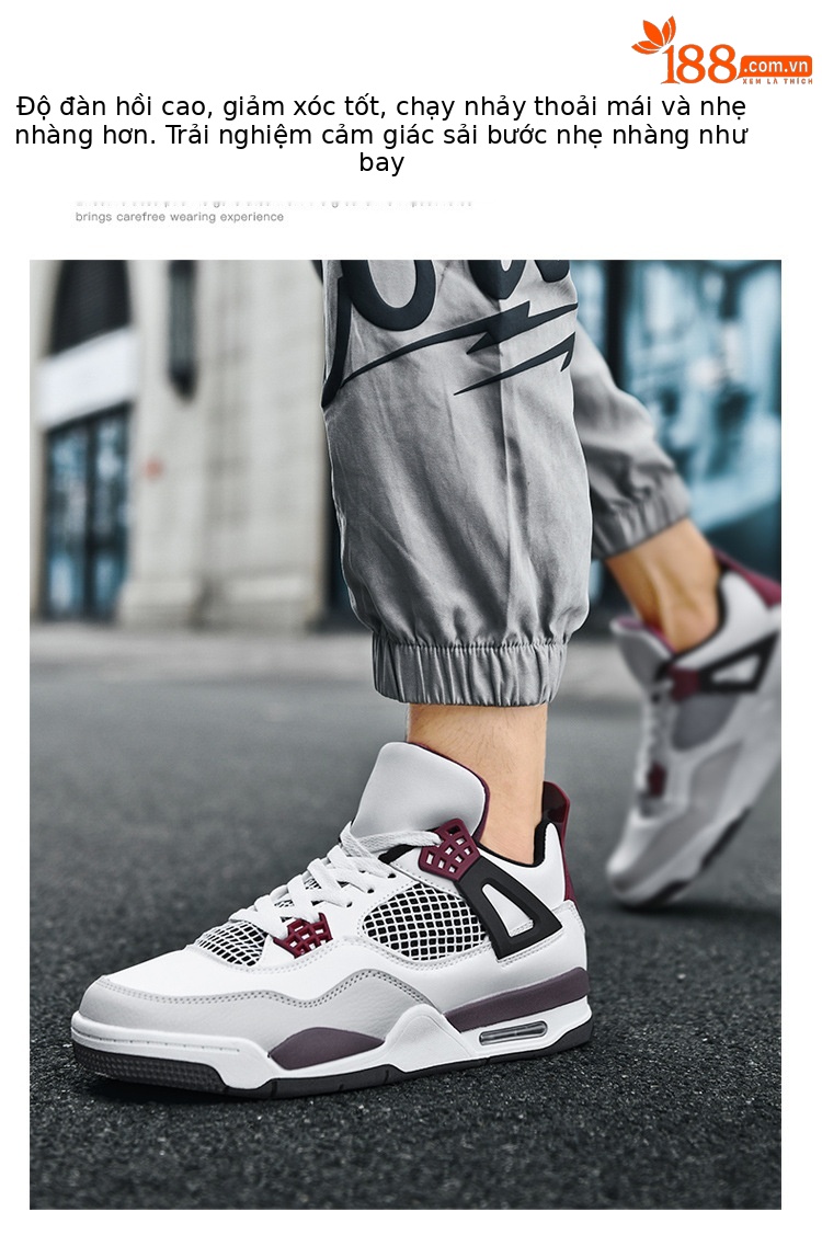 Giày thể thao nam AJ4 phong cách đường phố, sneaker unisex dễ phối đồ — AJ4 đen xám chi tiết 27