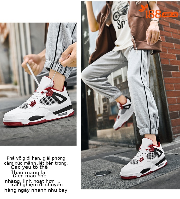 Giày thể thao nam AJ4 phong cách đường phố, sneaker unisex dễ phối đồ — AJ4 đen xám chi tiết 31