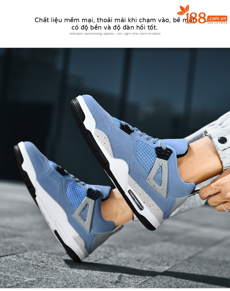 Giày thể thao nam AJ4 phong cách đường phố, sneaker unisex dễ phối đồ — AJ4 đen xám chi tiết 39