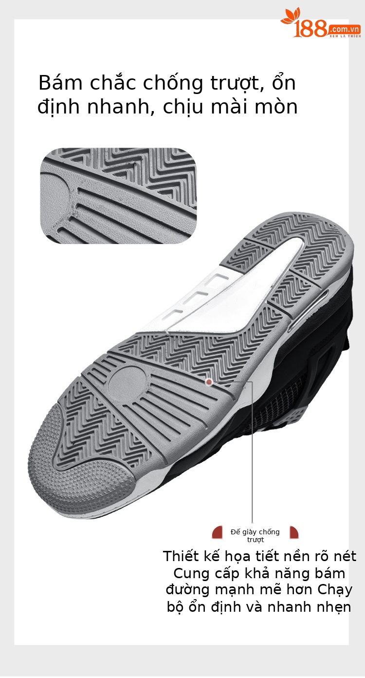 Giày thể thao nam AJ4 phong cách đường phố, sneaker unisex dễ phối đồ — AJ4 đen xám chi tiết 18