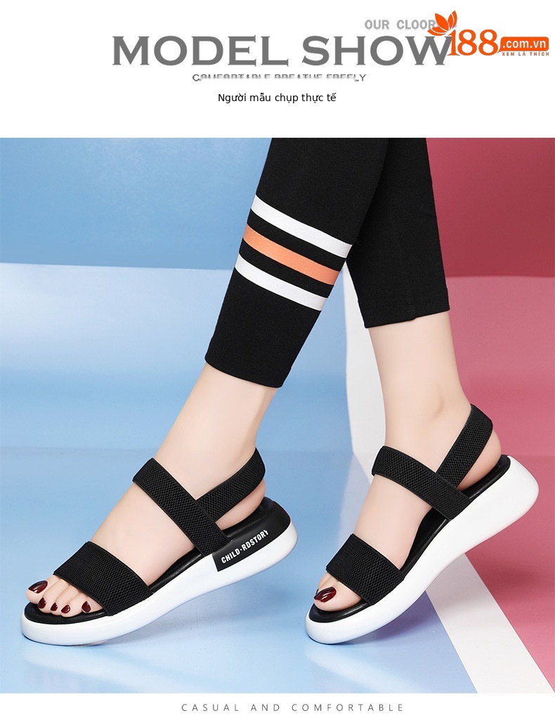 Sandal thể thao nữ đế dày da thật chống trượt mùa hè — 12067 màu đen, Màu be 12067 chi tiết 6