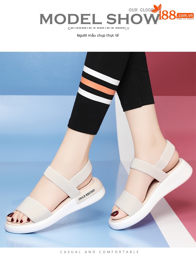 Sandal thể thao nữ đế dày da thật chống trượt mùa hè — 12067 màu đen, Màu be 12067 chi tiết 12