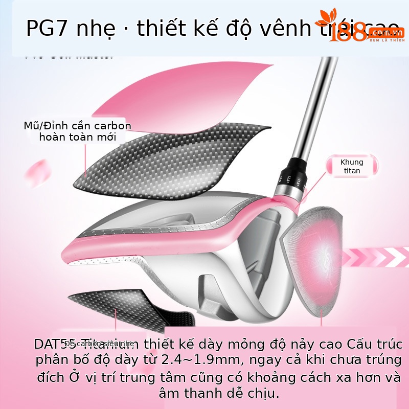 Bộ gậy golf PGM Major Pro nữ sợi carbon titan số 1 có thể điều chỉnh góc — Sakura Pollen #1 trục gỗ hạng L Carbon [với nắp đầu], Sakura Phấn hoa # Số 3 Gỗ L Cột Carbon [Với nắp đầu], Sakura Pollen # Số 5 trục gỗ hạng L Carbon [Có mũ trùm đầu], Sakura Phấn hoa #4h Thanh sắt L Thanh Carbon [với nắp đầu]