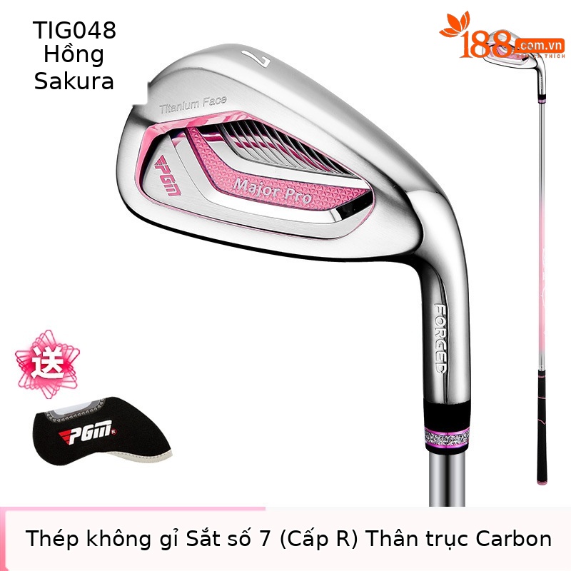 Gậy đánh gôn PGM Nữ sắt số 7 thép không gỉ, mặt tấn công Titan, trọng lượng nhẹ — Tig048-Sakura Phấn Hoa số 7 Sắt [thân trục carbon cấp R] với vỏ đầu, Tig048-Sakura Phấn Hoa số 7 Sắt [L-Class Carbon trục] với đầu ống, Tig048-Sakura Phấn Hoa số 7 Sắt [Thân Trục thép] với vỏ đầu
