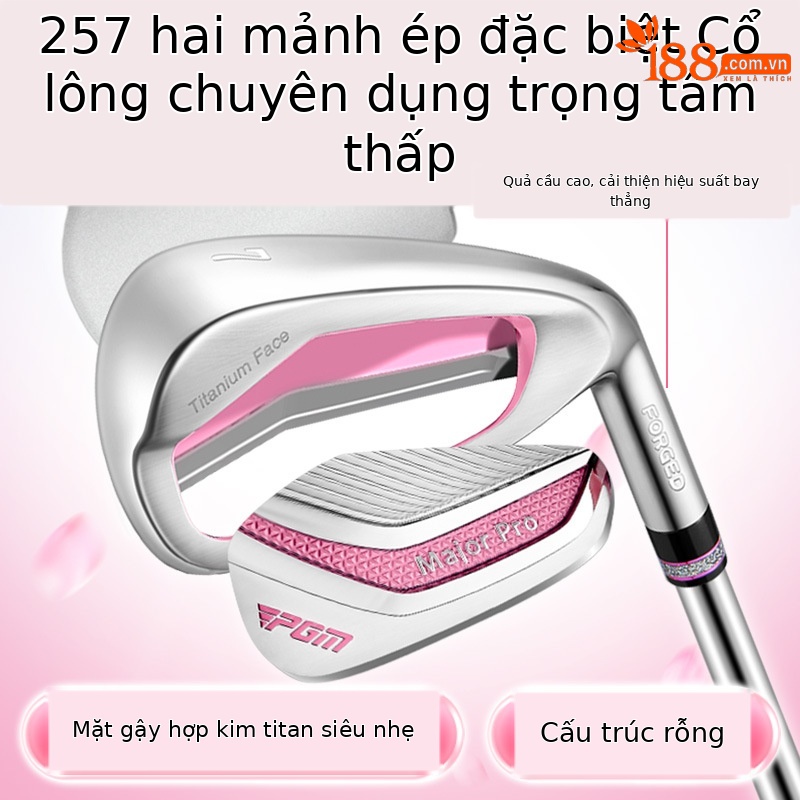 Gậy đánh gôn PGM Nữ sắt số 7 thép không gỉ, mặt tấn công Titan, trọng lượng nhẹ — Tig048-Sakura Phấn Hoa số 7 Sắt [thân trục carbon cấp R] với vỏ đầu, Tig048-Sakura Phấn Hoa số 7 Sắt [L-Class Carbon trục] với đầu ống, Tig048-Sakura Phấn Hoa số 7 Sắt [Thân Trục thép] với vỏ đầu