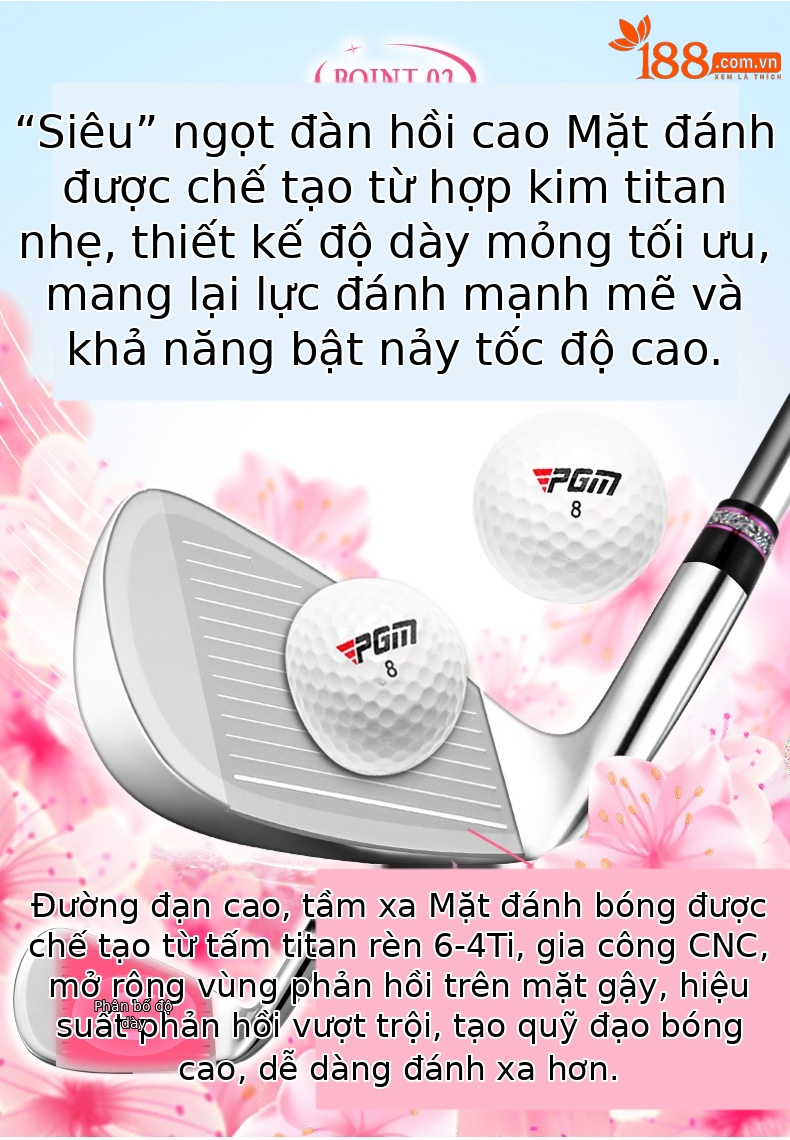 Gậy đánh gôn PGM Nữ sắt số 7 thép không gỉ, mặt tấn công Titan, trọng lượng nhẹ — Tig048-Sakura Phấn Hoa số 7 Sắt [thân trục carbon cấp R] với vỏ đầu, Tig048-Sakura Phấn Hoa số 7 Sắt [L-Class Carbon trục] với đầu ống, Tig048-Sakura Phấn Hoa số 7 Sắt [Thân Trục thép] với vỏ đầu chi tiết 3