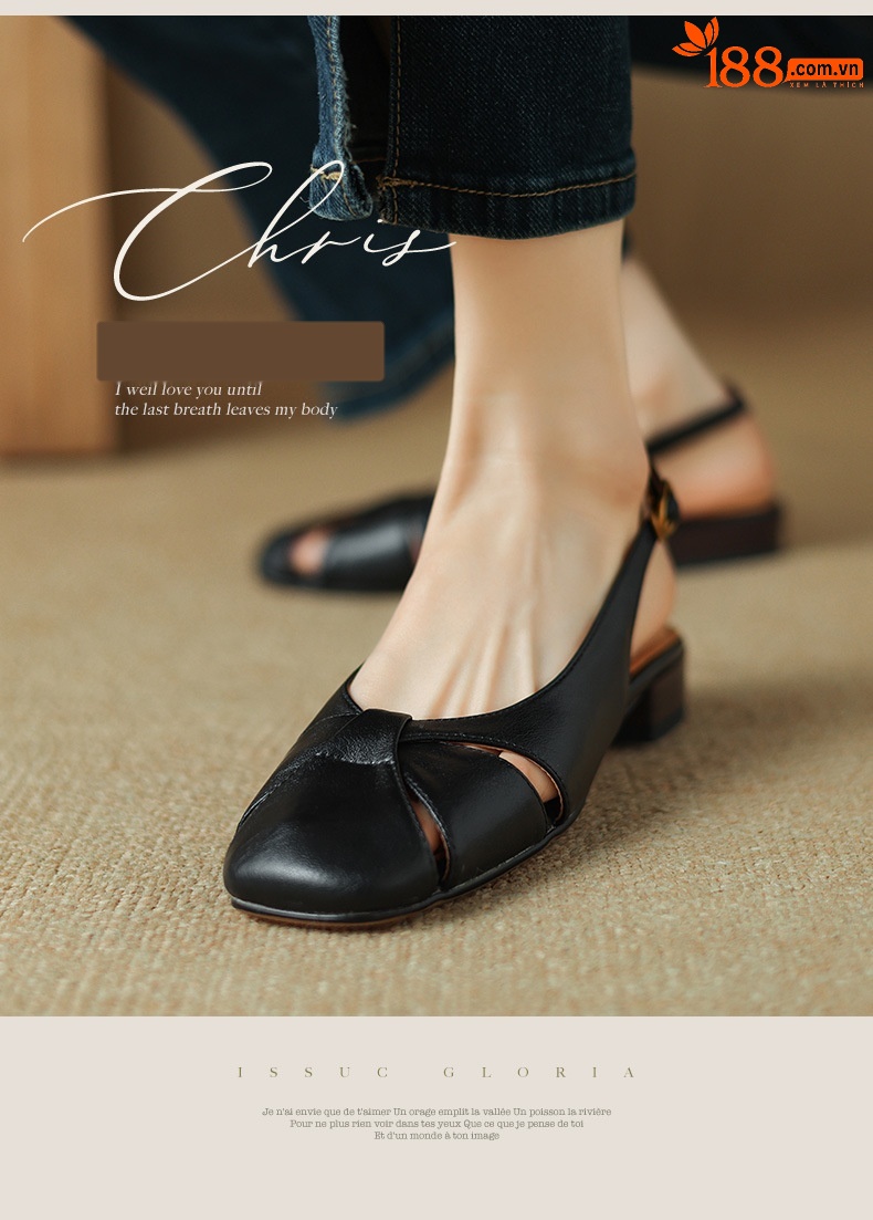 Sandal nữ bít mũi quai chữ V đế bệt đơn giản — Màu nâu chi tiết 2