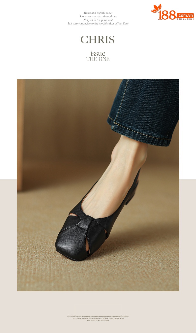 Sandal nữ bít mũi quai chữ V đế bệt đơn giản — Màu nâu chi tiết 7