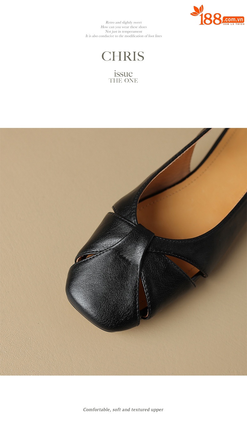 Sandal nữ bít mũi quai chữ V đế bệt đơn giản — Màu nâu chi tiết 12