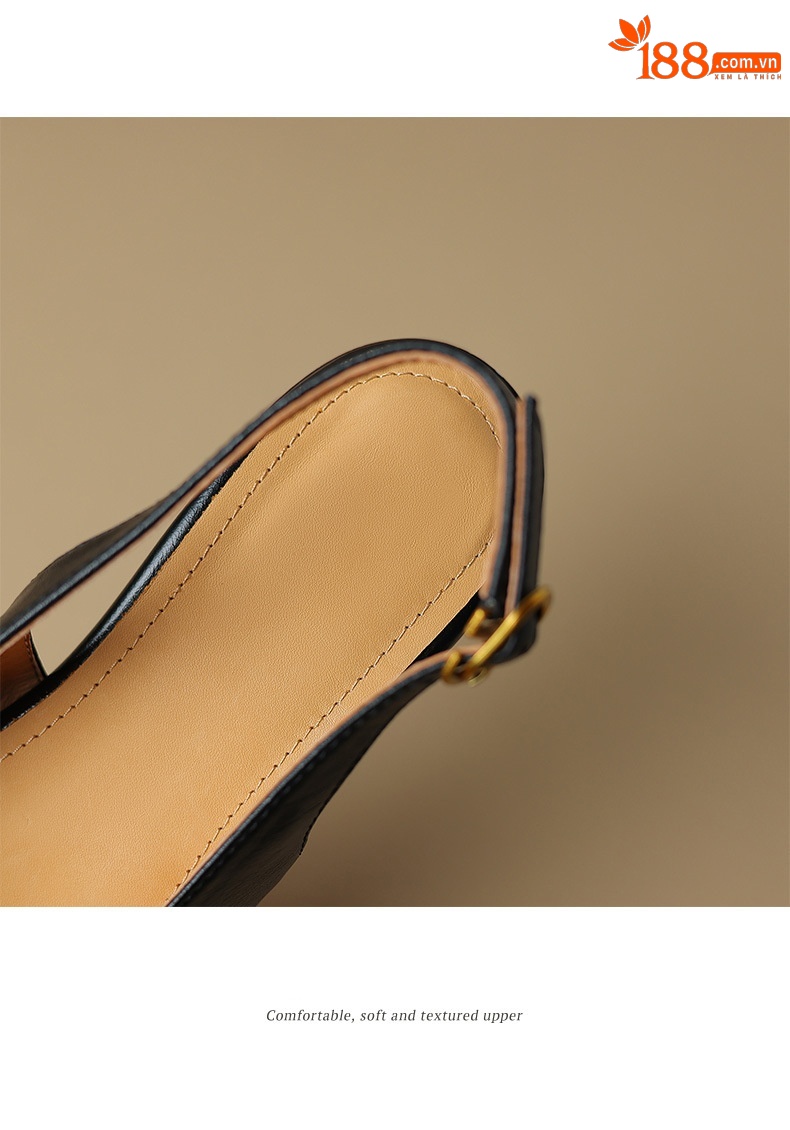 Sandal nữ bít mũi quai chữ V đế bệt đơn giản — Màu nâu chi tiết 13