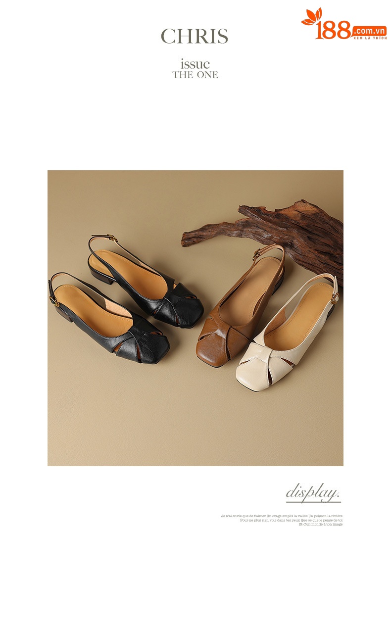 Sandal nữ bít mũi quai chữ V đế bệt đơn giản — Màu nâu chi tiết 17