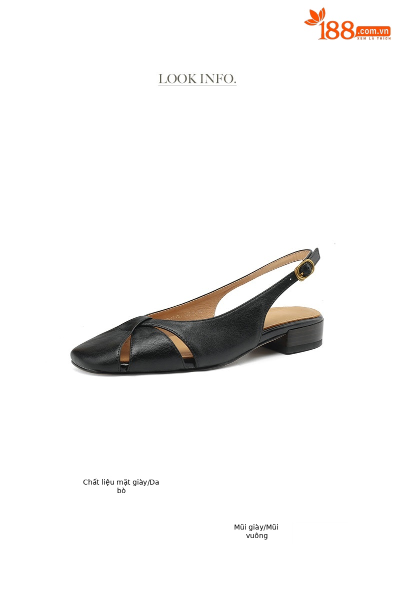 Sandal nữ bít mũi quai chữ V đế bệt đơn giản — Màu nâu chi tiết 4