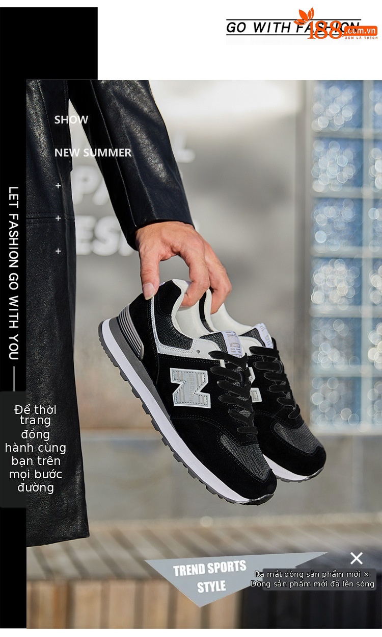 Giày sneaker nam cổ điển Balance 574 đế êm — than cám chi tiết 6