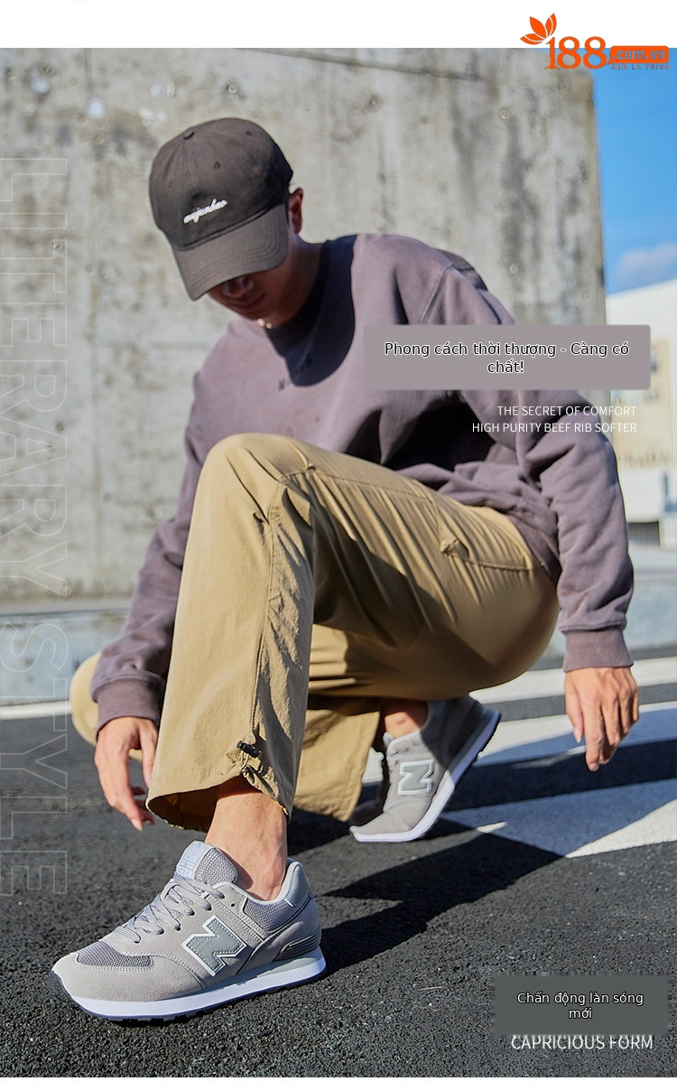 Giày sneaker nam cổ điển Balance 574 đế êm — than cám chi tiết 9