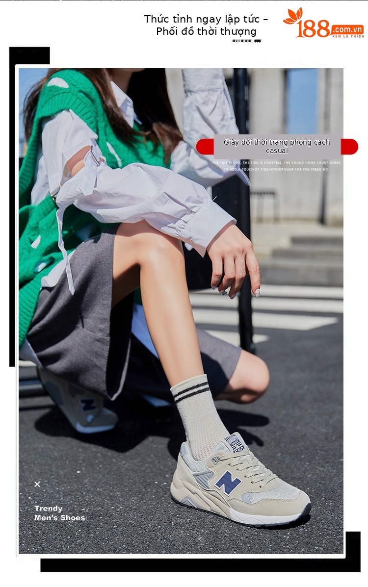 Giày sneaker nam cổ điển Balance 580 đế êm — than cám chi tiết 4