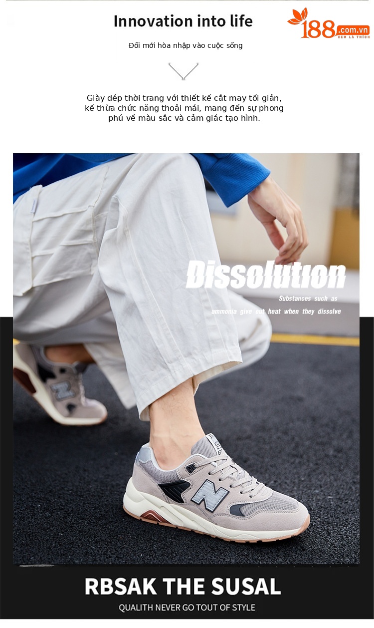Giày sneaker nam cổ điển Balance 580 đế êm — than cám chi tiết 13