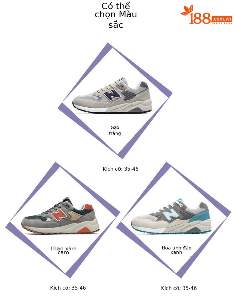 Giày sneaker nam cổ điển Balance 580 đế êm — than cám chi tiết 15