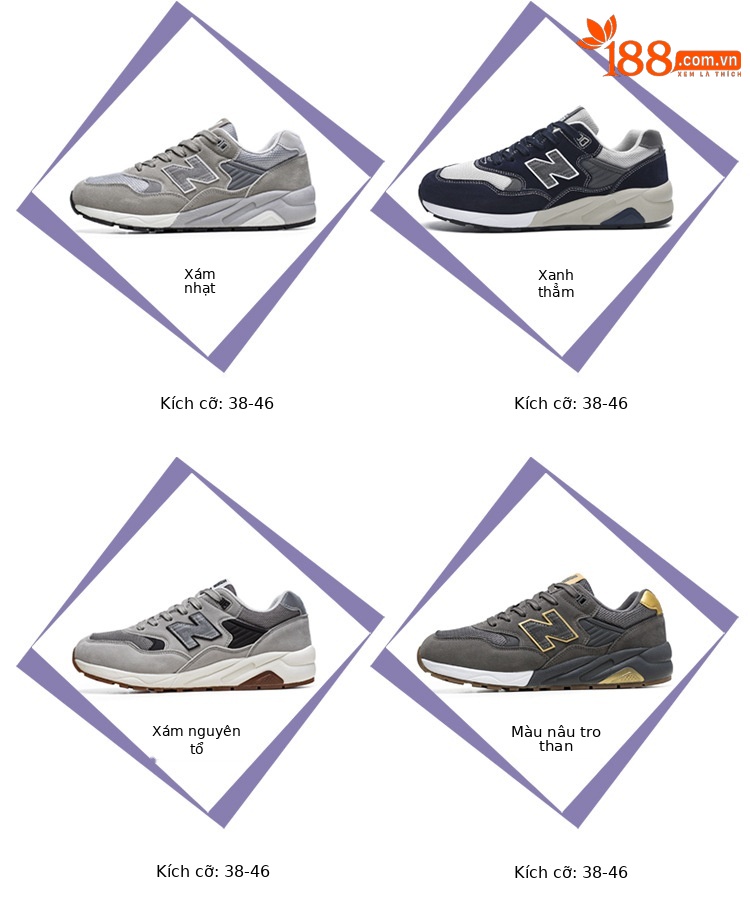Giày sneaker nam cổ điển Balance 580 đế êm — than cám chi tiết 16