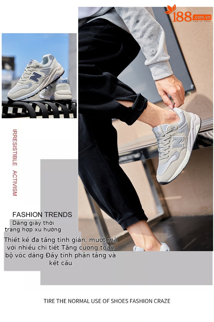 Giày sneaker nam cổ điển Balance 580 đế êm — than cám chi tiết 8