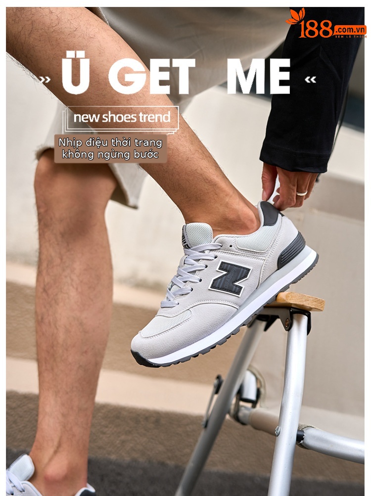 Giày sneaker chạy bộ nữ mesh thoáng khí phong cách cổ điển — xám chi tiết 4