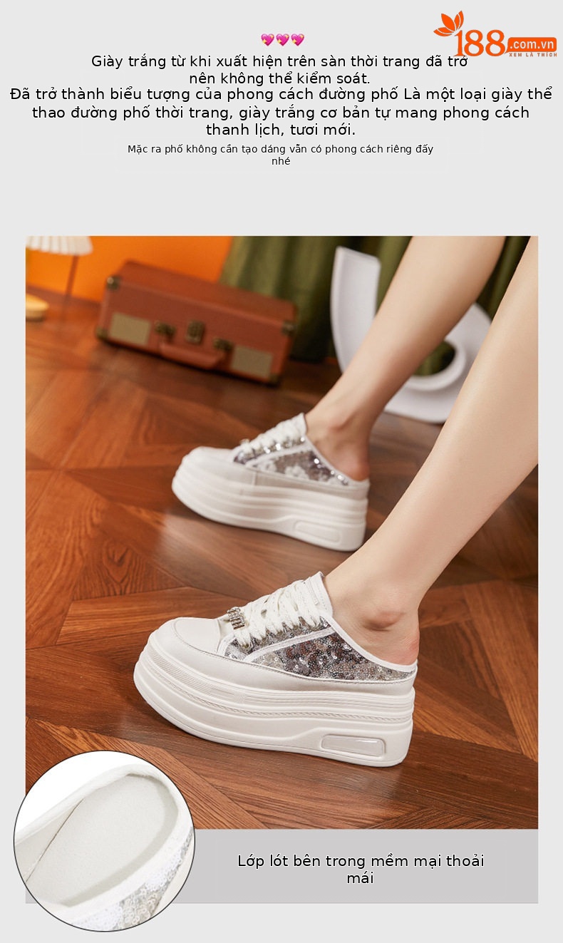 Dép sandal nữ quai chữ V đơn giản mùa hè — Trắng, Đen chi tiết 4