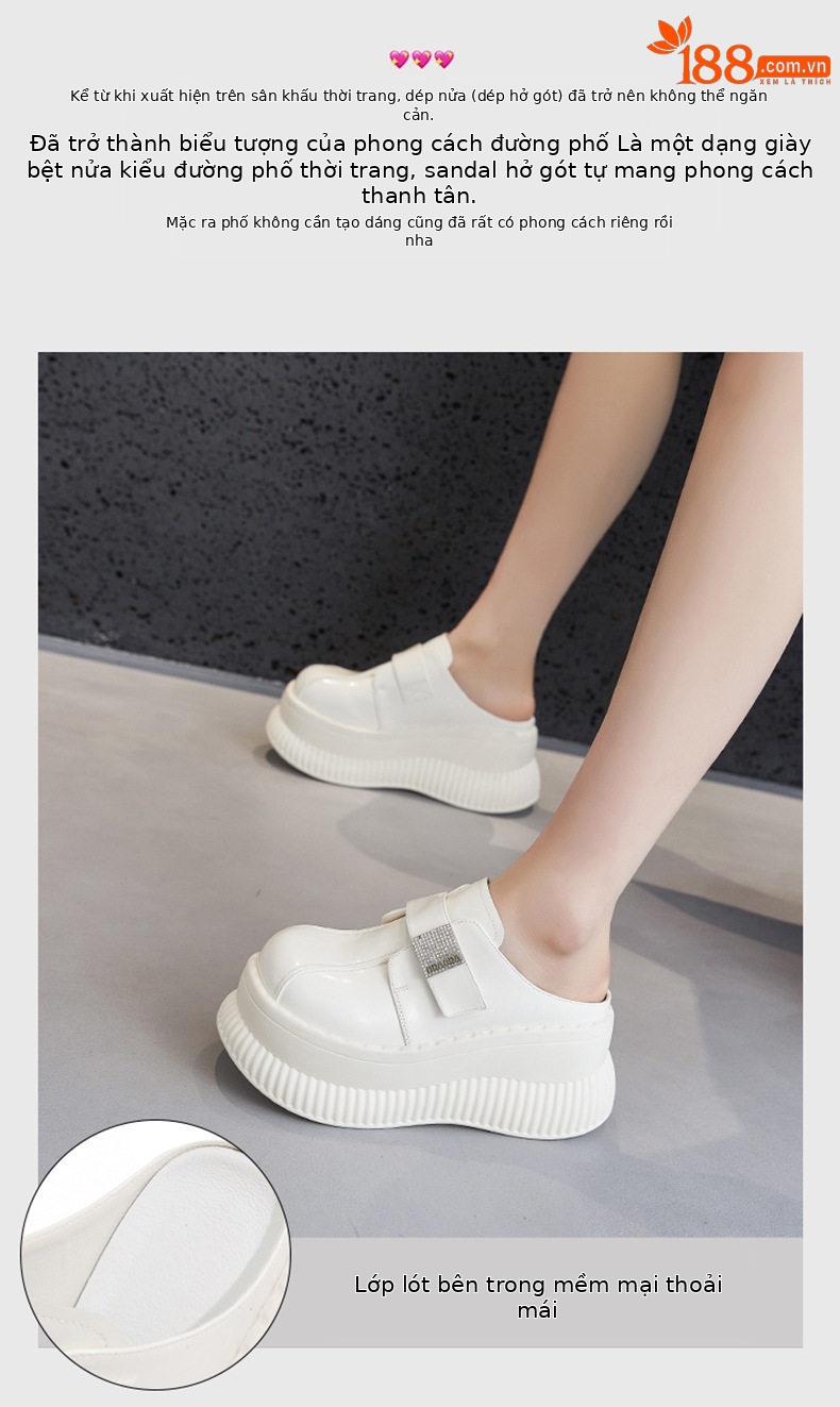 Dép sandal nữ quai chữ V đơn giản đế bệt — Đen, Len nguyên chất chi tiết 4