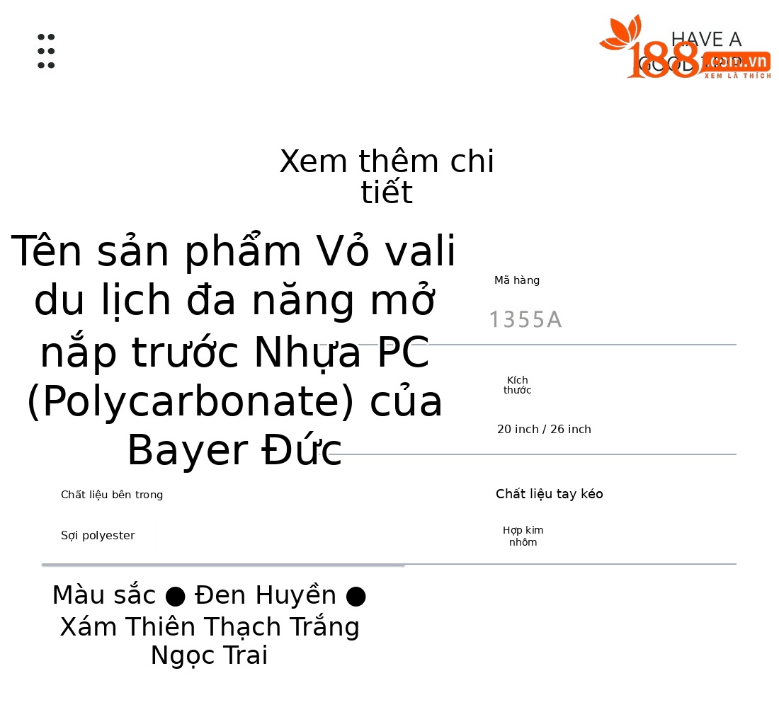 Vali đa năng mở nắp trước 20 inch có ngăn laptop và móc treo, bánh xe xoay 360 độ — Màu đen, Màu xám chi tiết 11