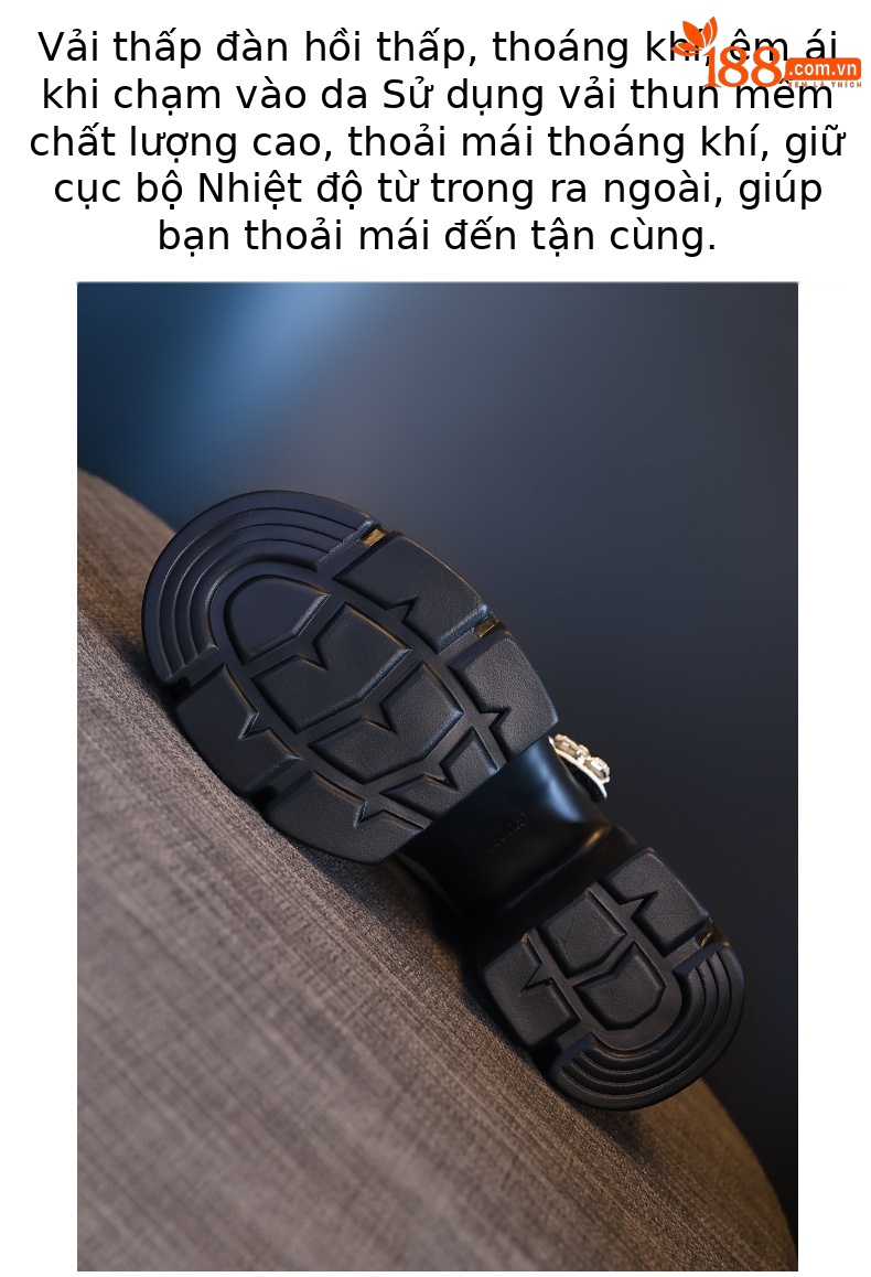 Giày sandal cao gót nữ quai ngang gót thô đế dày tăng chiều cao phong cách học đường — Màu be, Màu đen chi tiết 8