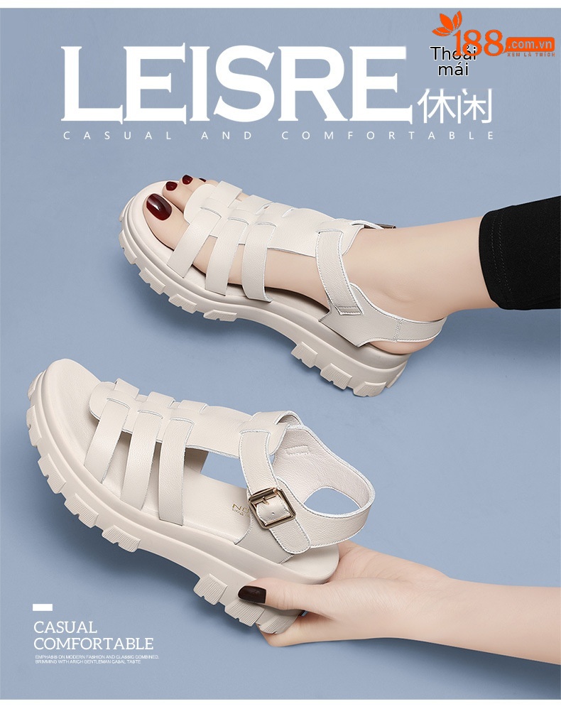 Sandal thể thao nữ đế xuồng đục lỗ mùa hè 2024 — 12077 màu đen, Màu be 12077 chi tiết 4