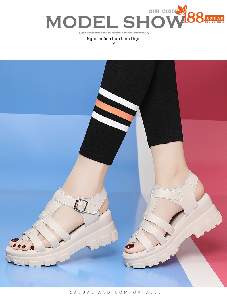 Sandal thể thao nữ đế xuồng đục lỗ mùa hè 2024 — 12077 màu đen, Màu be 12077 chi tiết 12