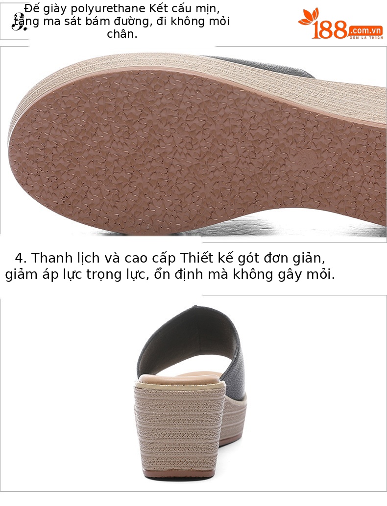 Sandal nữ đế xuồng da thật gót 9 cm mùa hè 2023 — 12052 màu đen, Màu be 12052 chi tiết 18