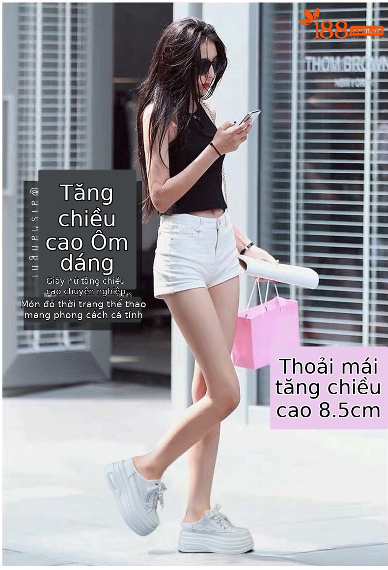Dép nữ mùa hè 2026 kiểu mới, mũi kín, quai chữ V, đế xuồng dày, tăng chiều cao ẩn — M2575 màu đen, M2575 màu trắng, M2575 màu be chi tiết 1
