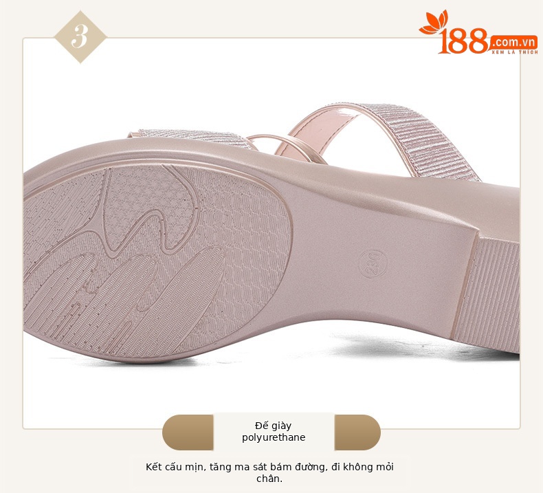 Sandal đế xuồng gót vuông cao vừa cho nữ thời trang đi ngoài — Màu sâm banh 9067, 9067 màu súng chi tiết 18