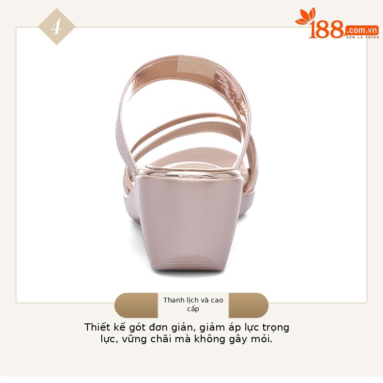 Sandal đế xuồng gót vuông cao vừa cho nữ thời trang đi ngoài — Màu sâm banh 9067, 9067 màu súng chi tiết 19