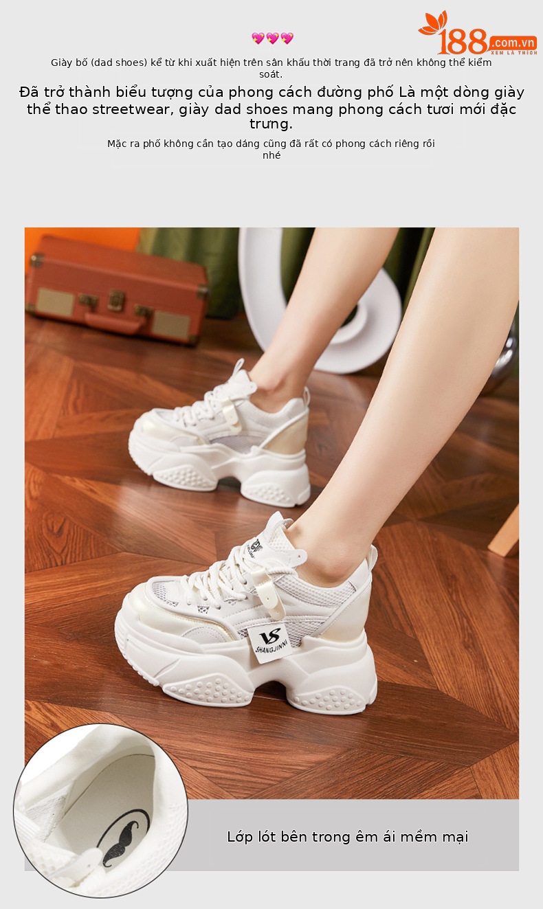 Sandal cao gót nữ hở mũi đế platform đa năng — Vàng gạo, Hồng chi tiết 4