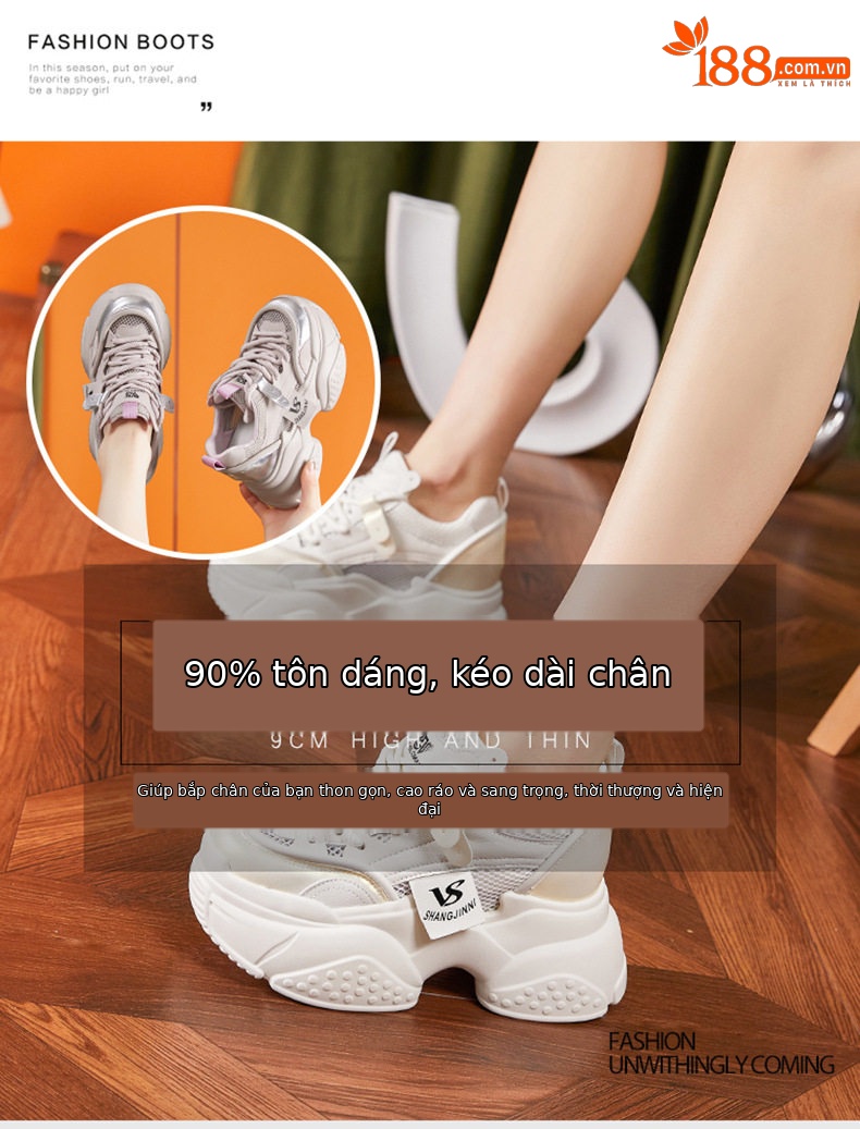 Sandal cao gót nữ hở mũi đế platform đa năng — Vàng gạo, Hồng chi tiết 8